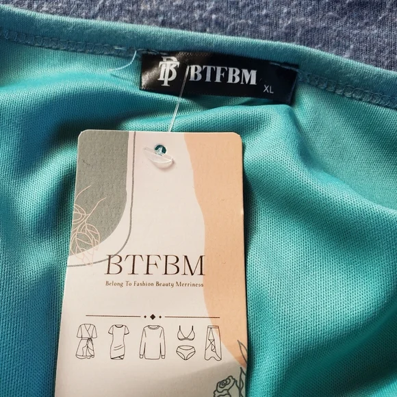 BTFBM T Shirt Midi Dress Pullover Sleeveless Rushed Knee Length Teal Size XL - Picture 5 of 9